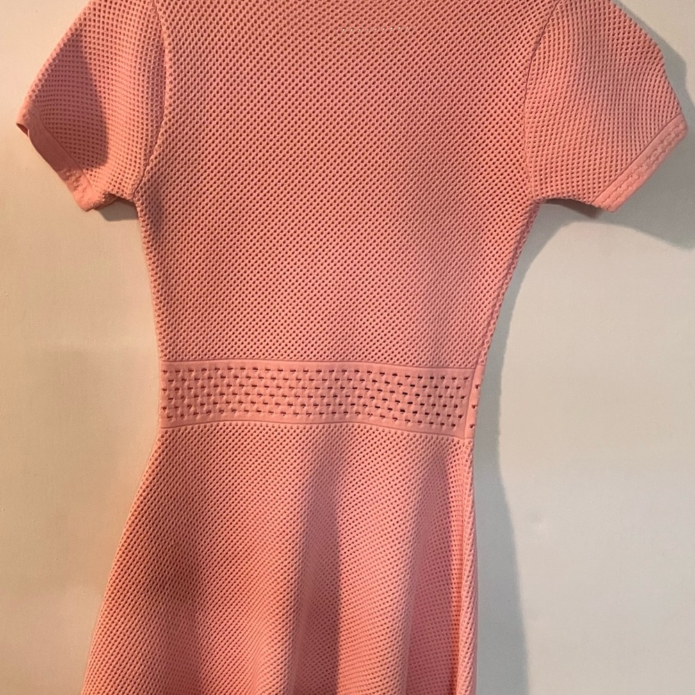 Pink Textured Short Sleeve Dress